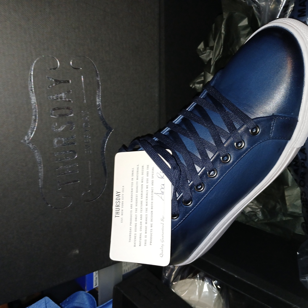 Thursday Boot Company Blue and White Sneakers with Leather Upper